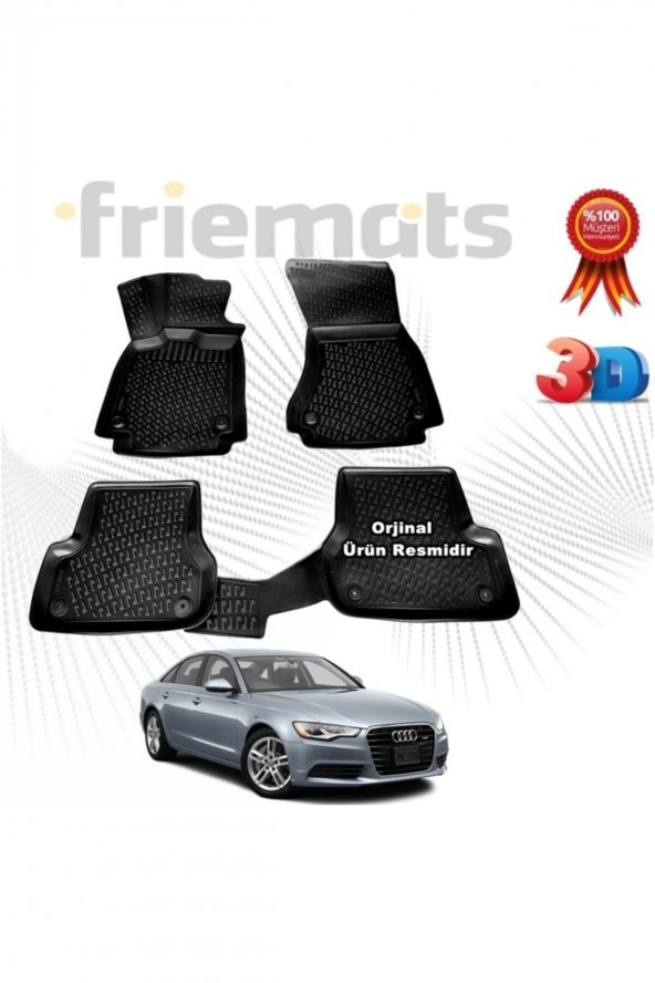 Friemats Audi A6 3d Havuzlu Paspas Sedan 2011 - 2019 Arası Siyah 4 Parça ürün görseli 1