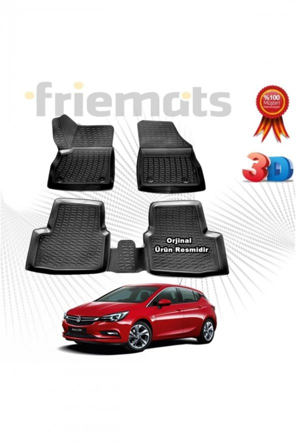 Friemats Opel Astra K 3d Havuzlu Paspas Hb 2015 - 2020 Arası Siyah 4 Parça Marka ürün görseli 1