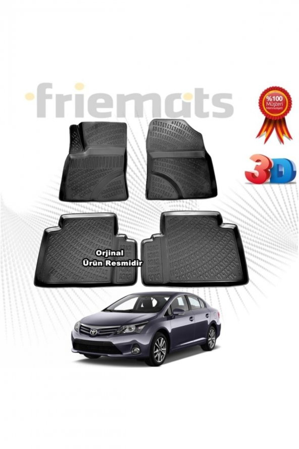 Friemats Toyota Avensis 3d Havuzlu Paspas 2009-2016 Arası Siyah 4 Parça ürün görseli 1
