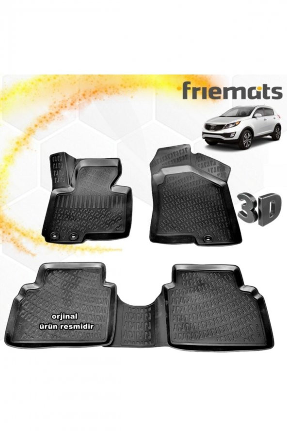 Friemats Kia Sportage 3d Paspas Havuzlu Siyah 2010-2015 Arası 4 Prç ürün görseli 1