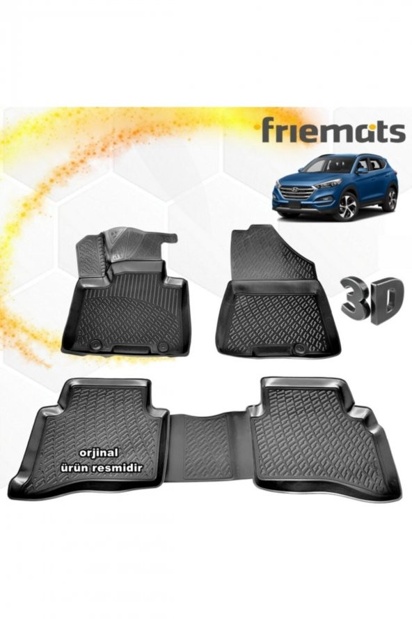 Friemats Hyundai Tucson 3d Paspas Havuzlu Siyah 2016-2020 Arası 4 Prç ürün görseli 1