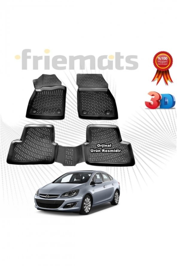 Friemats Opel Astra J 3d Havuzlu Paspas Sedan 2012 - 2019 Arası Siyah 4 Parça Marka ürün görseli 1