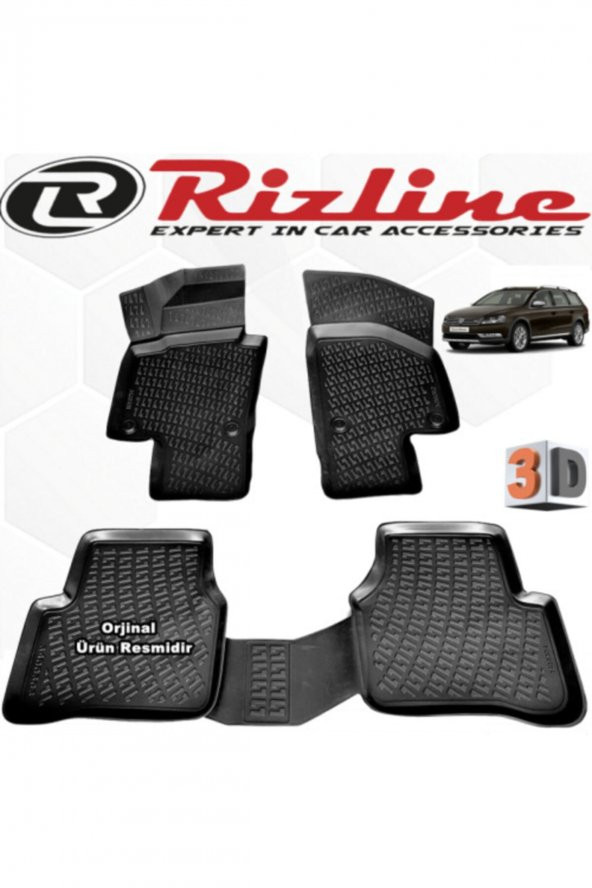 Rizline Vw Passat B7 Variant 3d Paspas Havuzlu 2011 - 2015 Arası Siyah 4 Lü Set ürün görseli 1