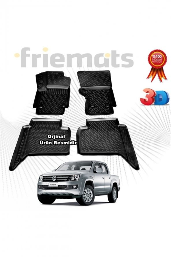 Friemats Vw Amarok 3d Havuzlu Paspas 2010 - 2020 Arası Siyah 4 Parça Marka ürün görseli 1