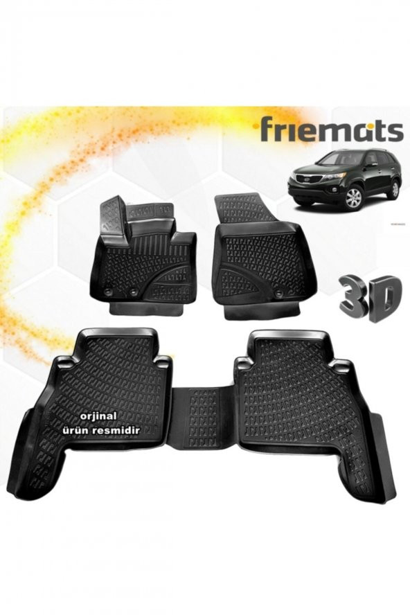 Friemats Kia Sorento 3d Paspas Havuzlu Siyah 2010-2015 Arası 4 Prç ürün görseli 1