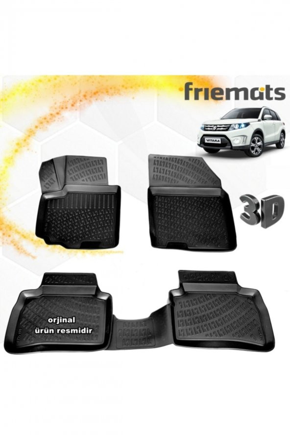 Friemats Suzuki Vitara 3d Paspas Havuzlu Siyah 2015-2020 Arası 4 Prç ürün görseli 1