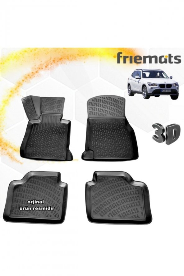Friemats Bmw X1 3d Paspas Havuzlu Siyah 2010-2015 Arası 4 Prç ürün görseli 1