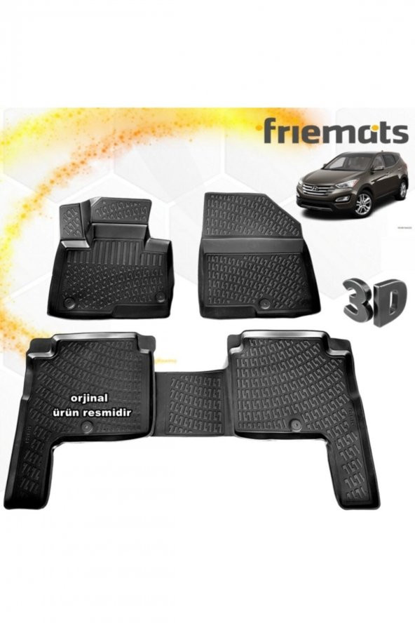 Friemats Hyundai Santafe 3d Paspas Havuzlu Siyah 2013-2017 Arası 4 Prç ürün görseli 1