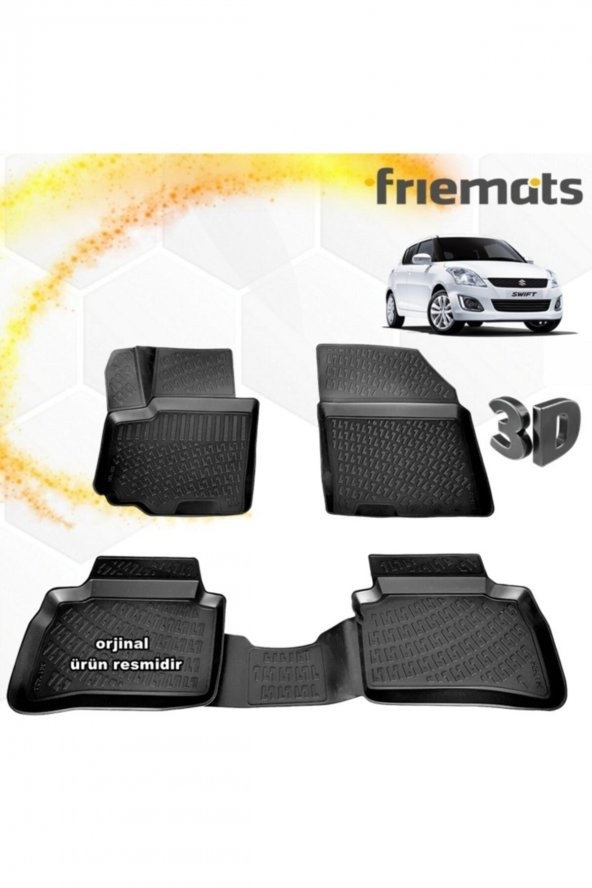 Friemats Suzuki Swift 3d Paspas Havuzlu Siyah 2010-2017 Arası 4 Prç ürün görseli 1