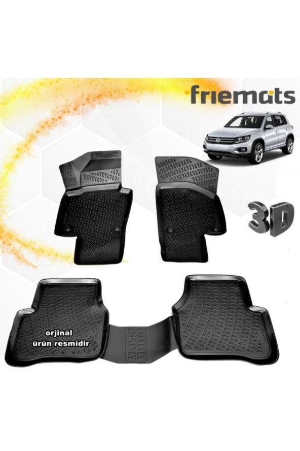Friemats Vw Tiguan 3d Paspas Havuzlu Siyah 2007-2015 Arası 4 Prç ürün görseli 1