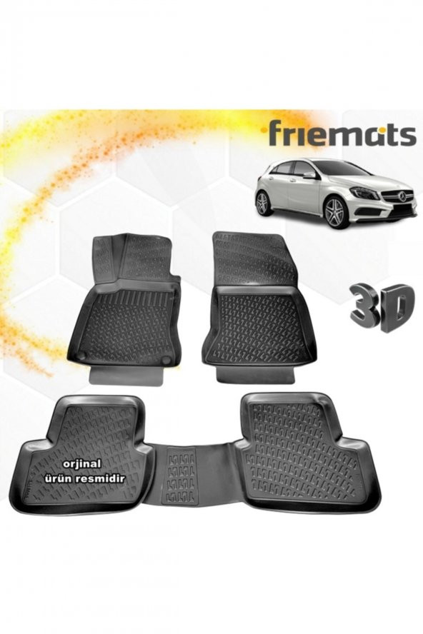 Friemats Mercedes W176 3d Paspas Havuzlu Siyah A Serisi 2012-2017 Arası 4 Prç ürün görseli 1