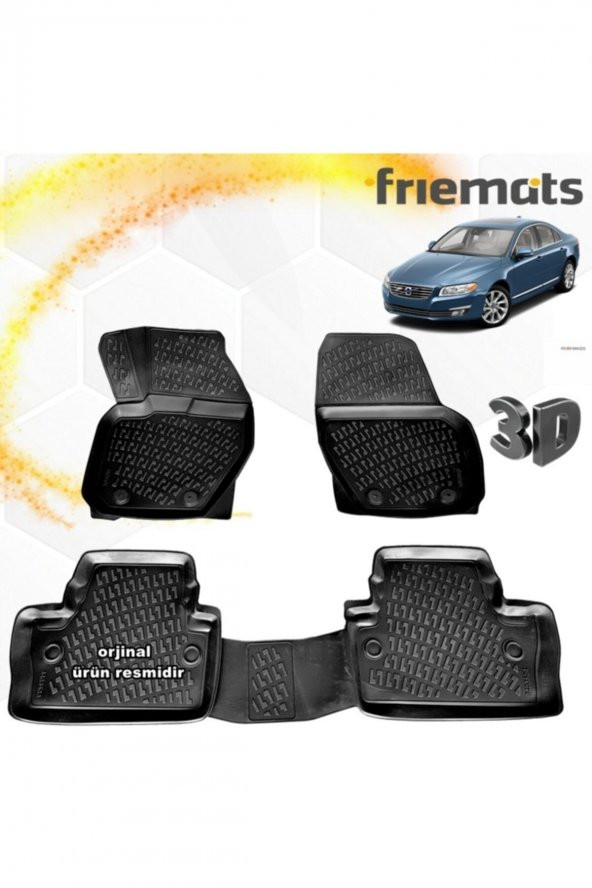 Friemats Volvo S80 3d Paspas Havuzlu Siyah 2006-2016 Arası 4 Prç ürün görseli 1