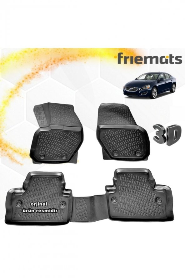 Friemats Volvo S60 3d Paspas Havuzlu Siyah 2010-2020 Arası 4 Prç ürün görseli 1