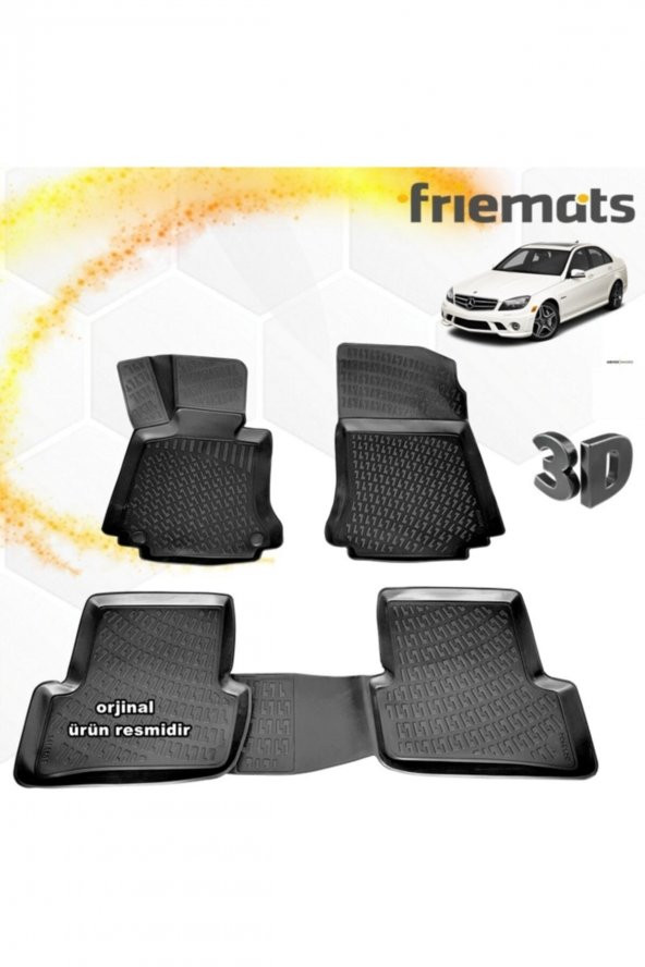 Friemats Mercedes W204 3d Paspas Havuzlu Siyah C Serisi 2007-2014 Arası 4 Prç ürün görseli 1