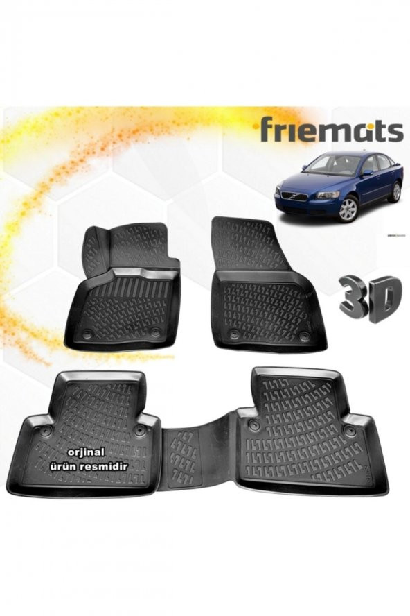 Friemats Volvo S40 3d Paspas Havuzlu Siyah 2005-2012 Arası 4 Prç ürün görseli 1