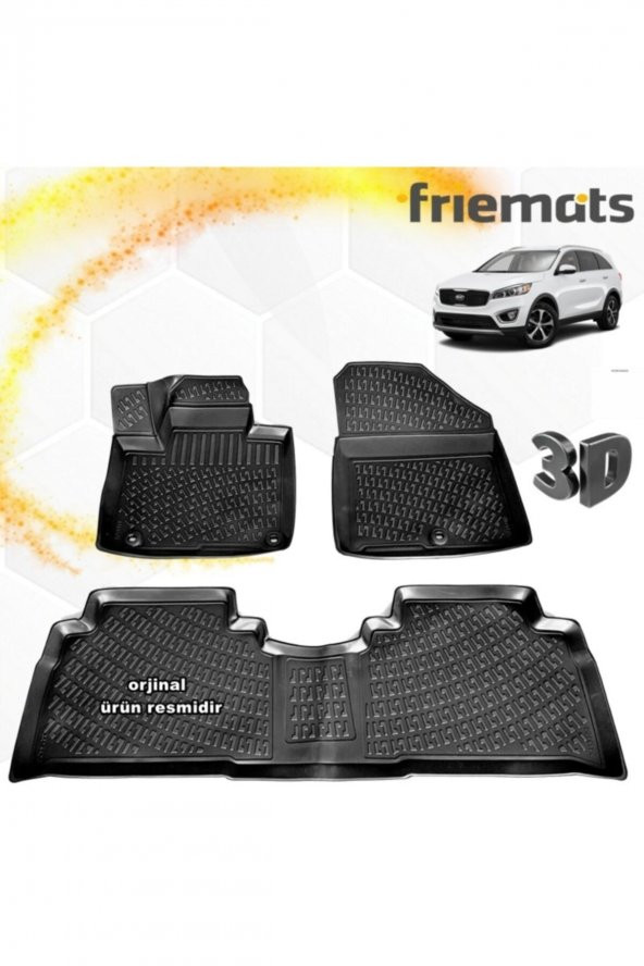 Friemats Kia Sorento 3d Paspas Havuzlu Siyah 2016 Sonrası 4 Prç ürün görseli 1