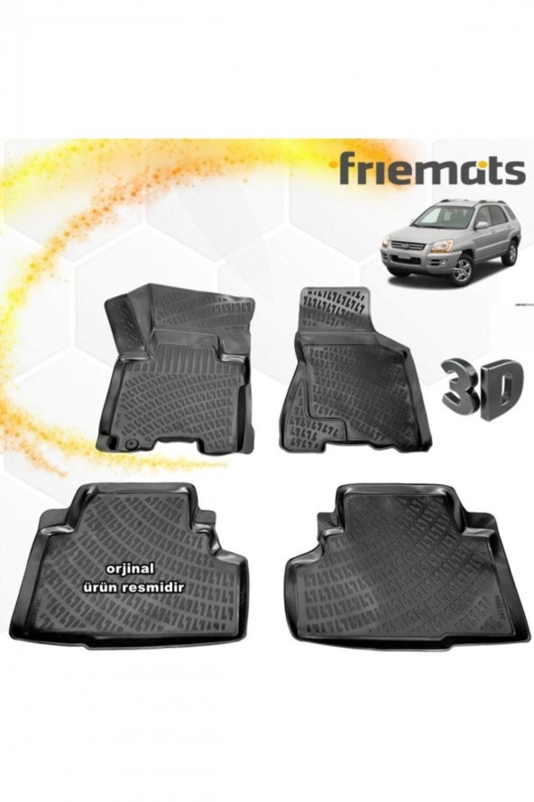 Friemats Kia Sportage 3d Paspas Havuzlu Siyah 2004-2009 Arası 4 Prç ürün görseli 1