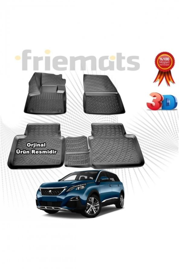 Friemats Peugeot 5008 3d Havuzlu Paspas 2016 - 2020 Arası Siyah 4 Parça Marka ürün görseli 1