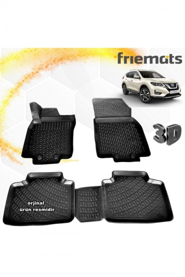 Friemats Nissan X-trail 3d Paspas Havuzlu Siyah 2013-2020 Arası 4 Prç ürün görseli 1