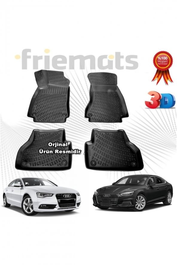 Friemats Audi A5 3d Havuzlu Paspas Sedan 2015 - 2020 Arası Siyah 4 Parça Marka ürün görseli 1
