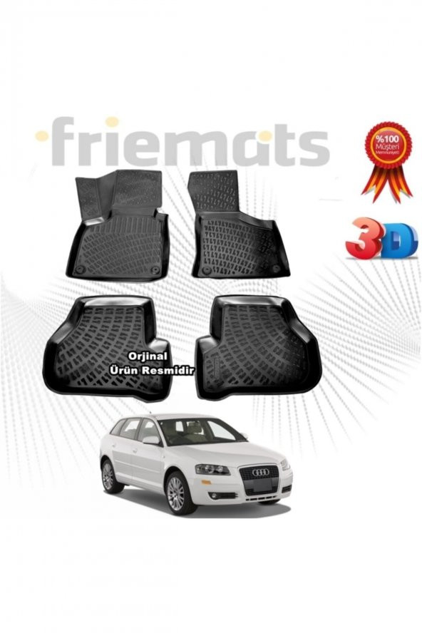 Friemats Audi A3 3d Havuzlu Paspas Hb 2003 - 2012 Arası Siyah 4 Parça Marka ürün görseli 1