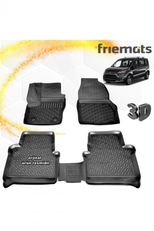 Friemats Ford Connect 3d Paspas Havuzlu Siyah 2014-2020 Arası 4 Prç ürün görseli 1