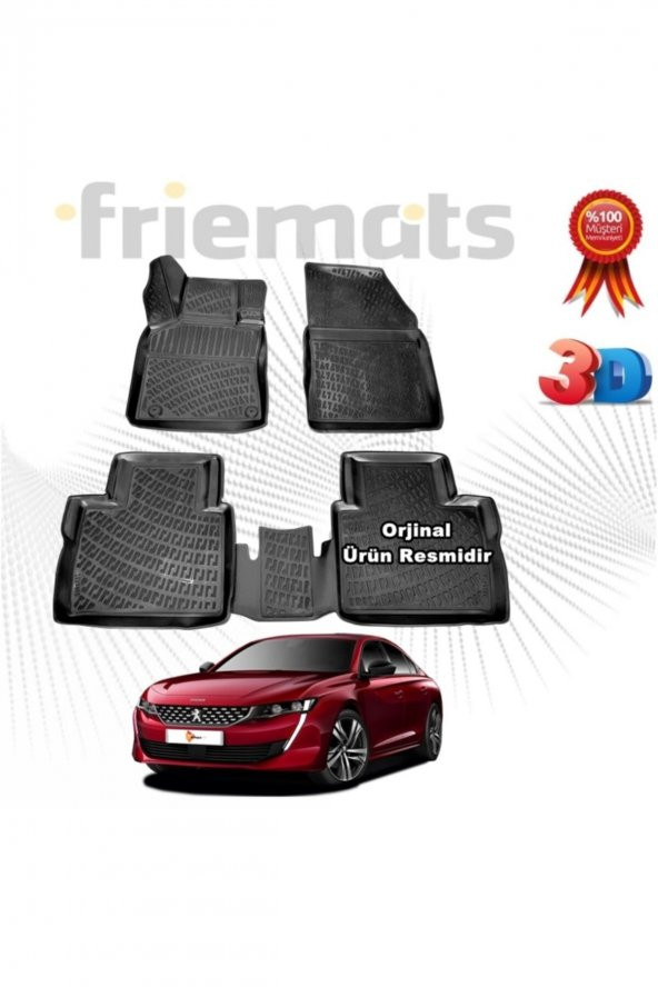 Friemats Peugeot 508 3d Havuzlu Paspas 2019 Sonrası Siyah 4 Parça ürün görseli 1