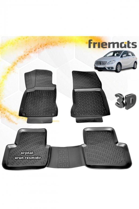 Friemats Mercedes W246 3d Paspas Havuzlu Siyah B Serisi 2011 Sonrası 4 Prç ürün görseli 1