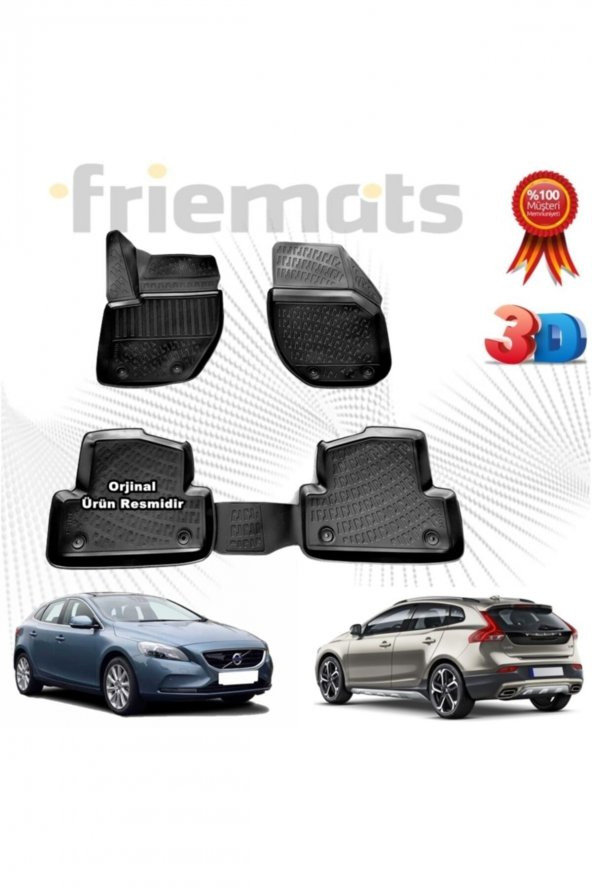 Friemats Volvo V40 3d Havuzlu Paspas Siyah 2012 Sonrası 4 Parça Set - ürün görseli 1