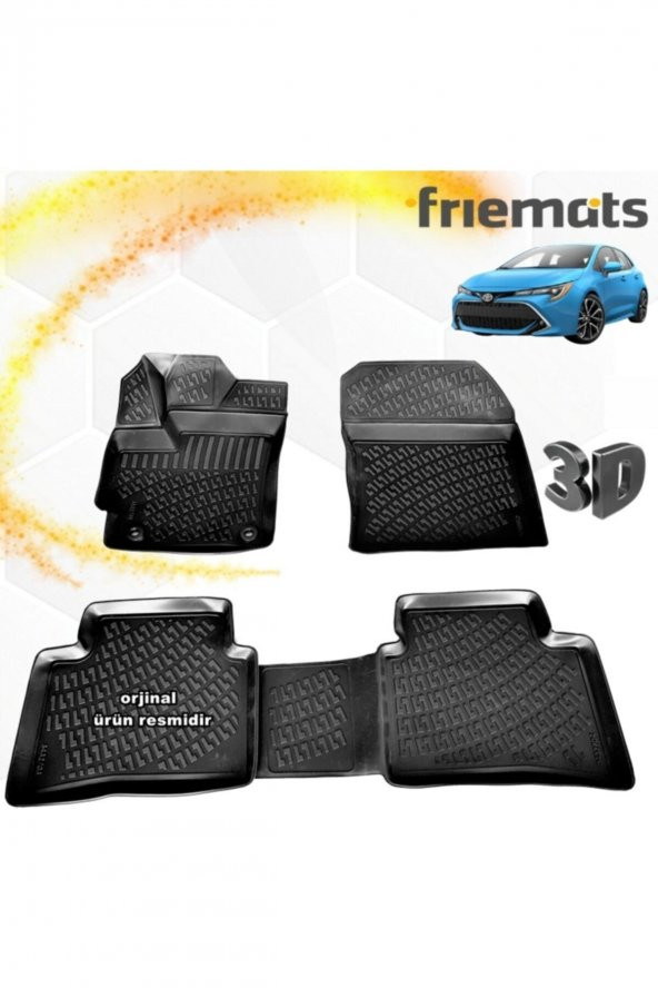 Friemats Toyota Corolla 3d Paspas Havuzlu Siyah 2019 Sonrası 4 Prç ürün görseli 1