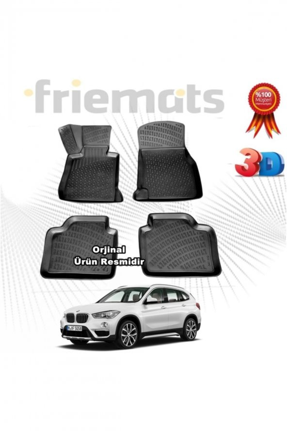 Friemats Bmw X1 3d Paspas Havuzlu 2010 - 2015 Arası Siyah 4 Parça Set - ürün görseli 1