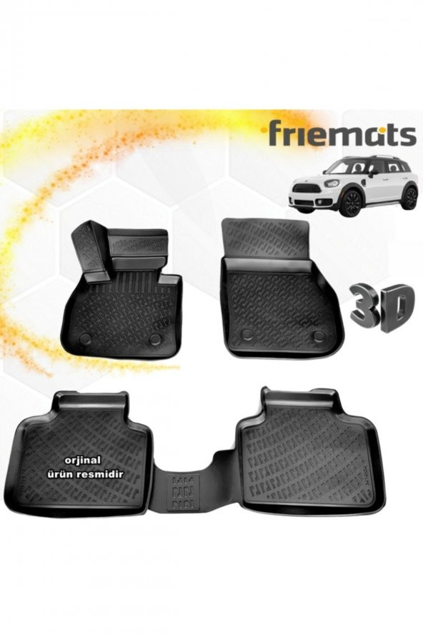 Friemats Mini Countryman 3d Paspas Havuzlu Siyah 2017-2020 Arası 4 Prç ürün görseli 1