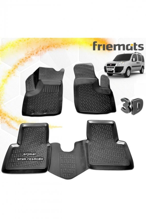 Friemats Fiat Doblo 1 3d Paspas Havuzlu Siyah 2001-2009 Arası 4 Prç ürün görseli 1