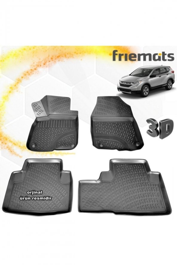 Friemats Honda Crv 3d Paspas Havuzlu Siyah 2018 Sonrası 4 Prç ürün görseli 1