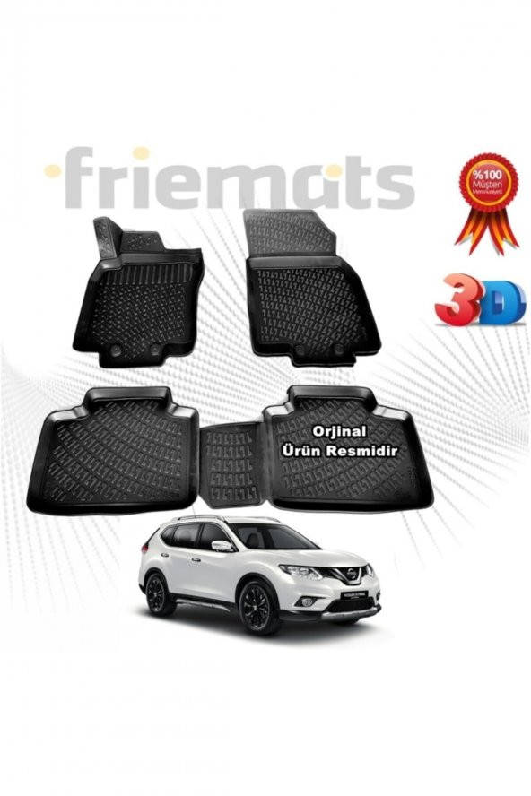 Friemats Nissan X-trail 3d Paspas Havuzlu 2013 - 2019 Arası Siyah 4 Parça Set - ürün görseli 1