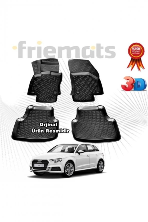 Friemats Audi A3 3d Havuzlu Paspas Hb 2013 - 2020 Arası Siyah 4 Parça Marka ürün görseli 1
