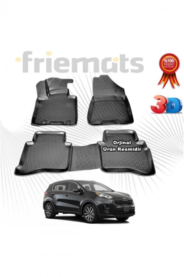 Friemats Kia Sportage 3d Havuzlu Paspas 2016 Sonrası Siyah 4 Parça Set - ürün görseli 1