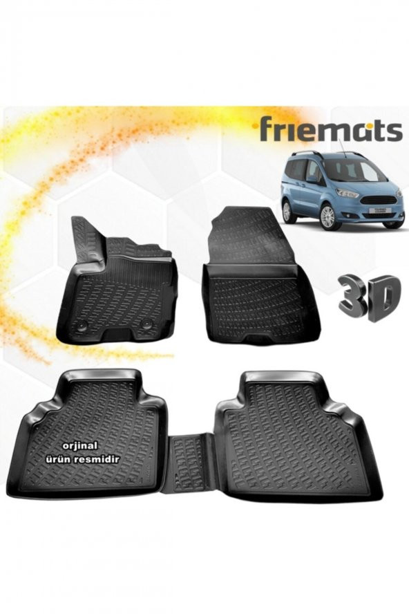 Friemats Ford Courier 3d Paspas Havuzlu Siyah 2014-2020 Arası 4 Prç ürün görseli 1