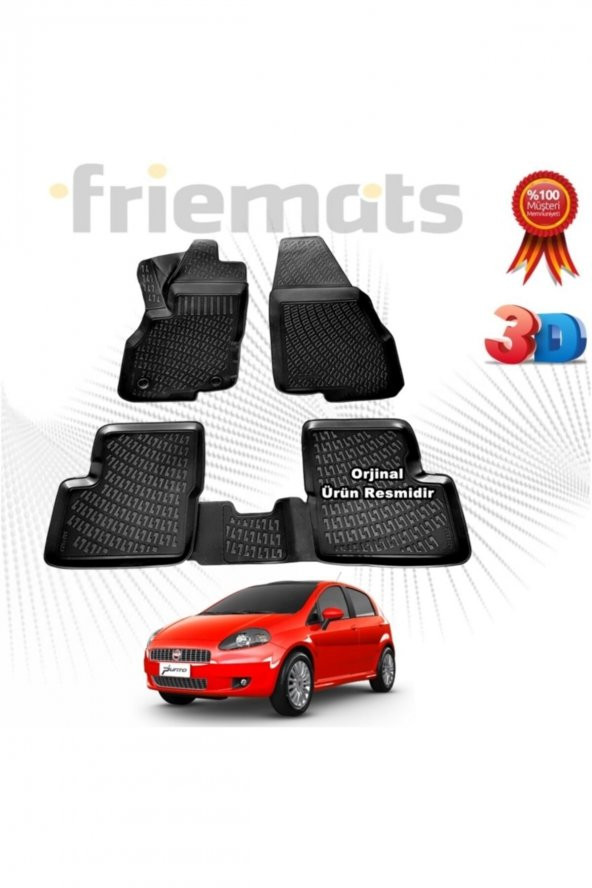 Friemats Fiat Punto 3d Havuzlu Paspas 2006-2012 Arası Siyah 4 Parça Set - ürün görseli 1