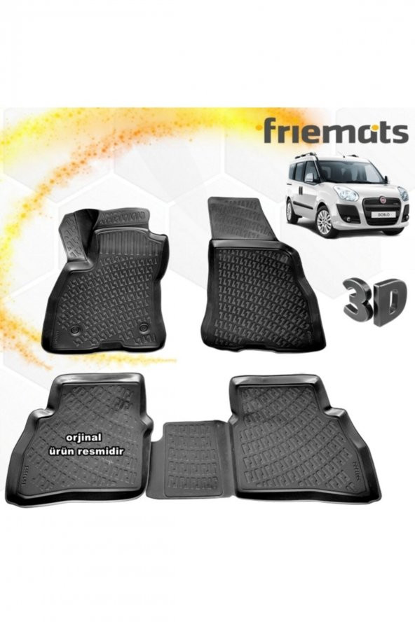 Friemats Fiat Doblo 2 3d Paspas Havuzlu Siyah 2010-2020 Arası 4 Prç ürün görseli 1