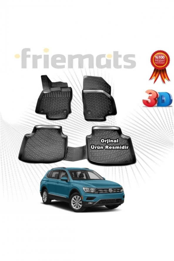 Friemats Vw Tiguan 3d Havuzlu Paspas 2016-2019 Arası Siyah 4 Parça Set - ürün görseli 1