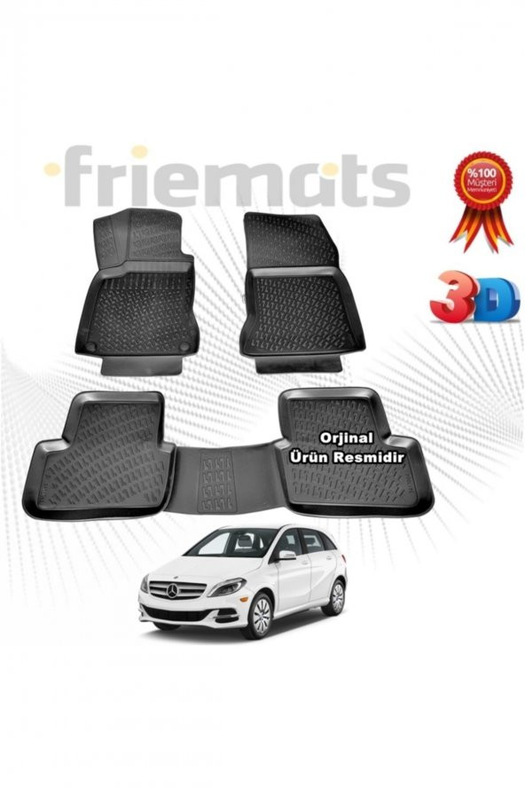 Friemats Mercedes W246 B Serisi 3d Paspas Havuzlu 2011 Sonrası Siyah 4 Parça Set - ürün görseli 1