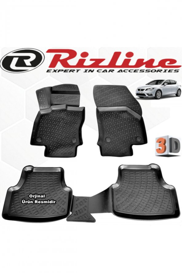 Rizline Seat Leon 3d Paspas Havuzlu Hb 2013 - 2020 Arası Siyah 4 Parça Set ürün görseli 1