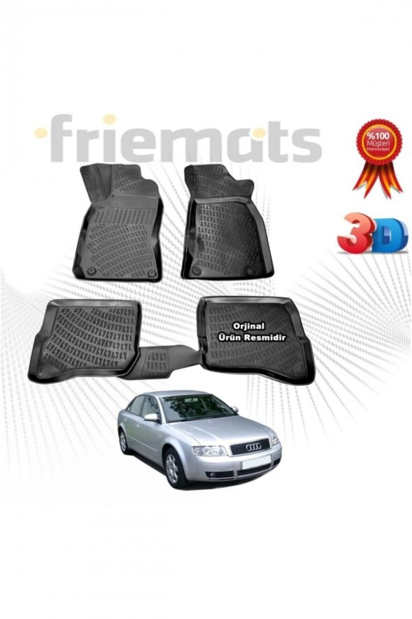 Friemats Audi A4 3d Havuzlu Paspas Sedan 1996 - 2000 Arası Siyah 4 Parça ürün görseli 1