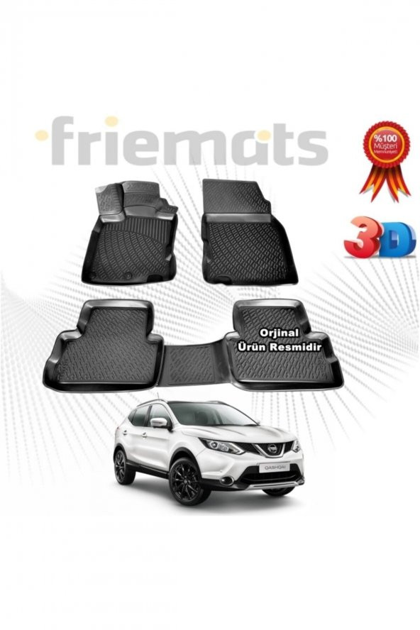 Friemats Nissan Qashqai 3d Havuzlu Paspas 2014-2018 Arası Siyah 4 Parça Set - ürün görseli 1