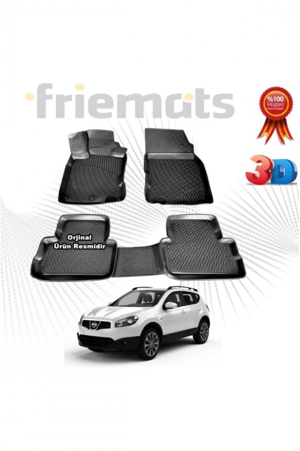 Friemats Nissan Qashqai 3d Havuzlu Paspas 2007-2014 Arası Siyah 4 Parça Set - ürün görseli 1