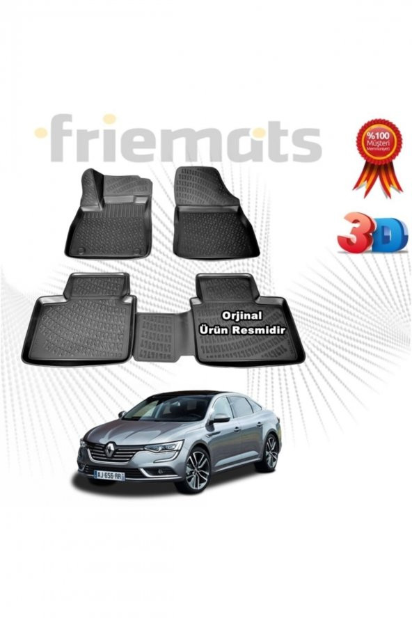 Friemats Renault Talisman 3d Havuzlu Paspas 2016-2020 Arası Siyah 4 Parça Set - ürün görseli 1