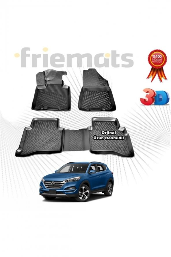 Friemats Hyundai Tucson 3d Havuzlu Paspas Siyah 2015 - 2020 Arası 4 Parça Set - ürün görseli 1