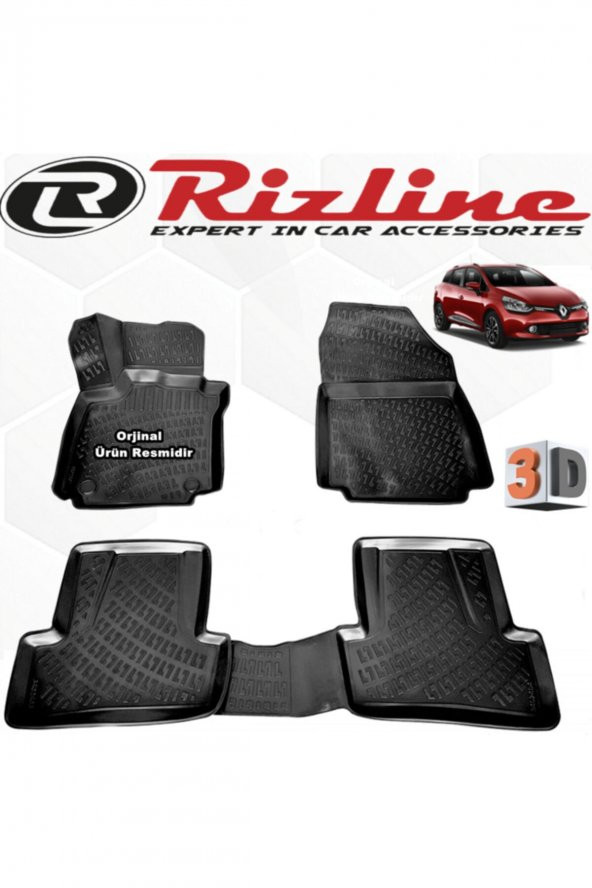 Rizline Renault Clio 4 3d Paspas Havuzlu Siyah Stw 2013 - 2019 Arası 4 Parça Set ürün görseli 1