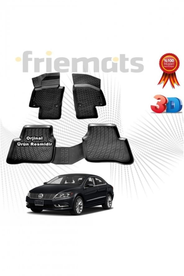 Friemats Vw Passat Cc 3d Havuzlu Paspas 2015-2020 Arası Siyah 4 Parça Set - ürün görseli 1